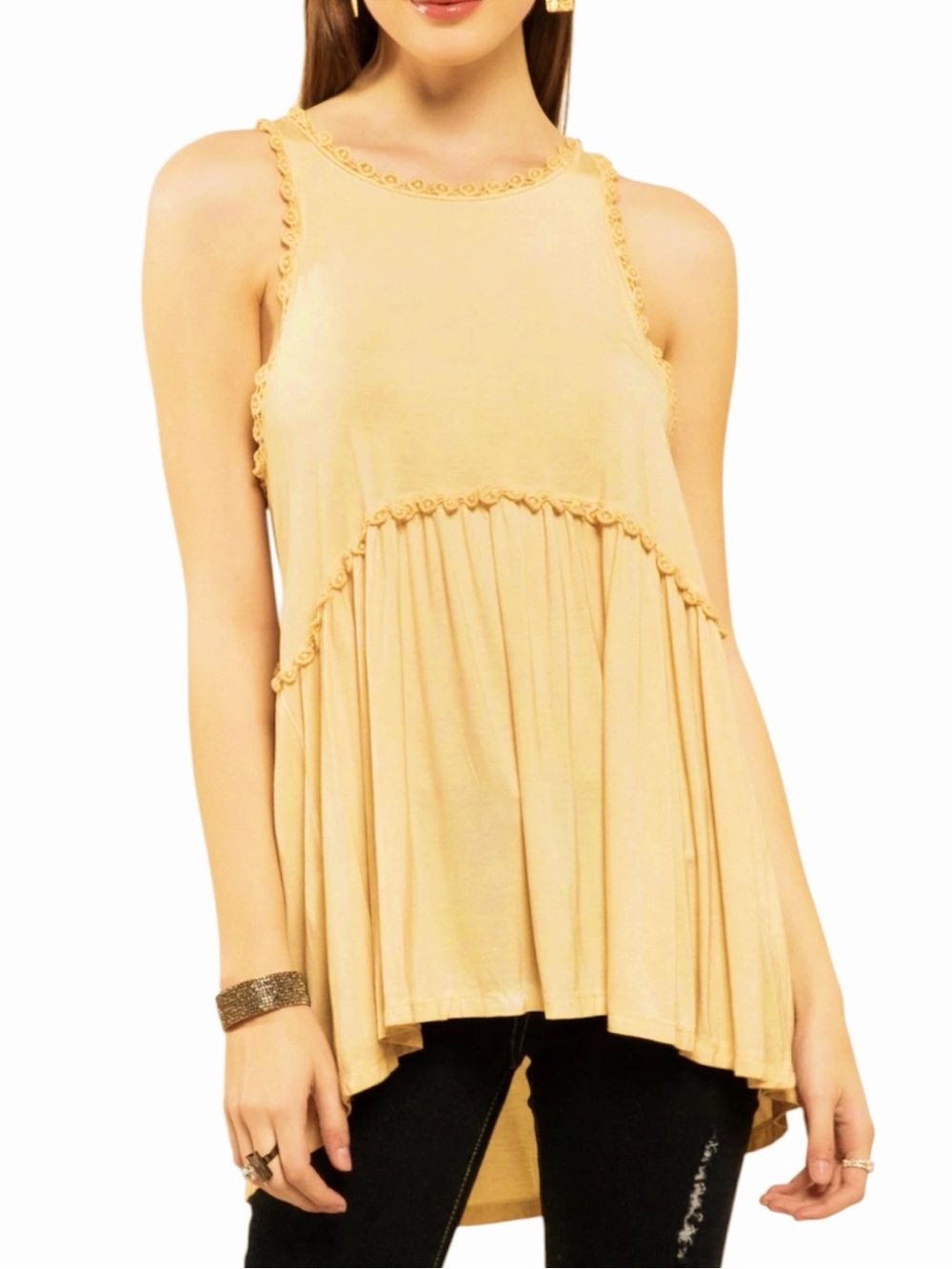 NEW POL Babydoll Tunic Tank Top Size M